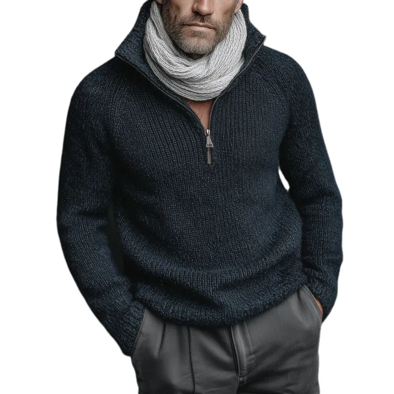 Men's Classic Casual Stand Collar Zipper Slim Fit Sweater MTA1808I5K sold by Manly