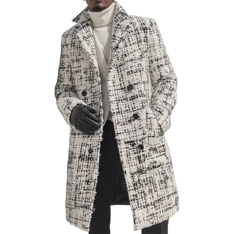 Men's Vintage Casual Rough Floral Long Double-breasted Coat MTA1748I0TO sold by Manly