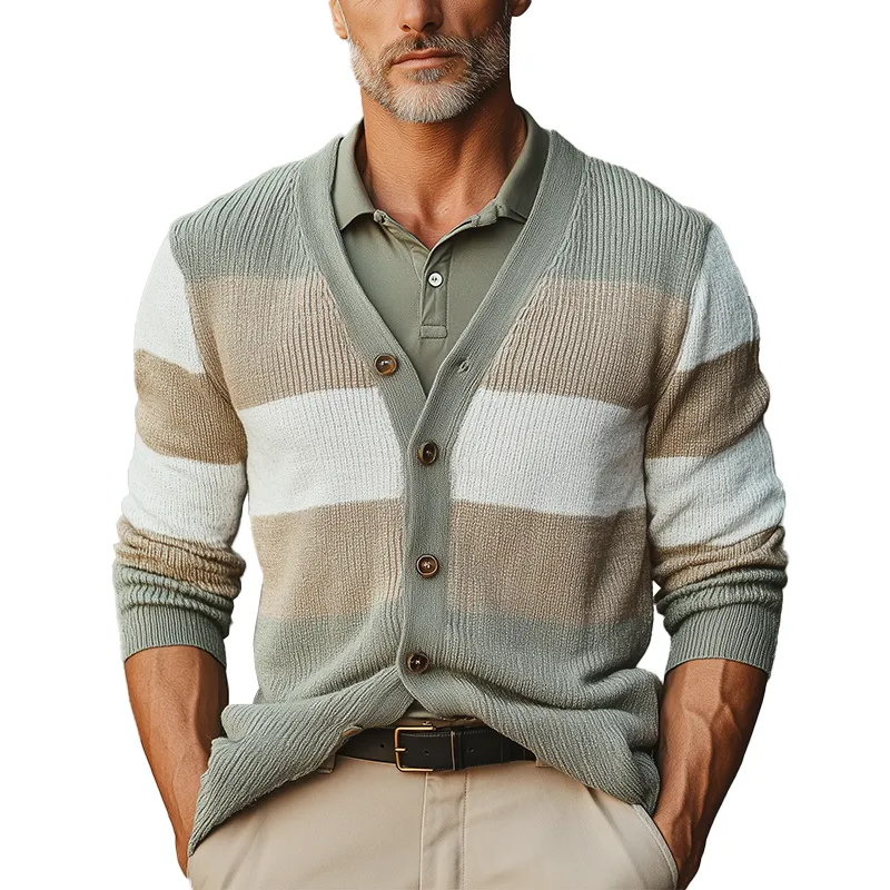 Men's Autumn Fashion Striped Thin Sweater Cardigan MTA1659I9P sold by Manly