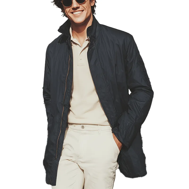 Men's Autumn Fashion Polyester Blended Mid-Length Windbreaker Jacket MTA1700I1P sold by Manly