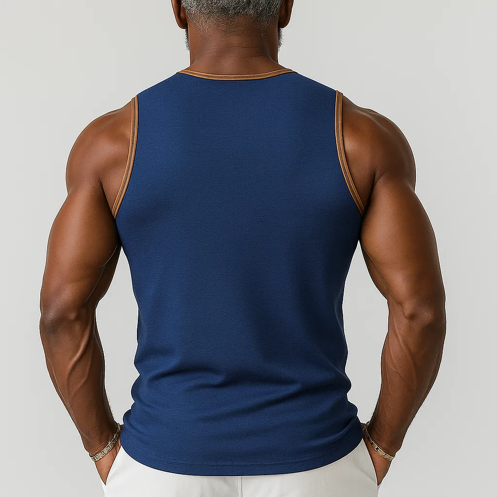 【24-hour shipping out】Men's Summer Fashion Sports Fabric V-Neck Zipper Tank Top MTA2382D0P sold by Manly product image thumbnail 4