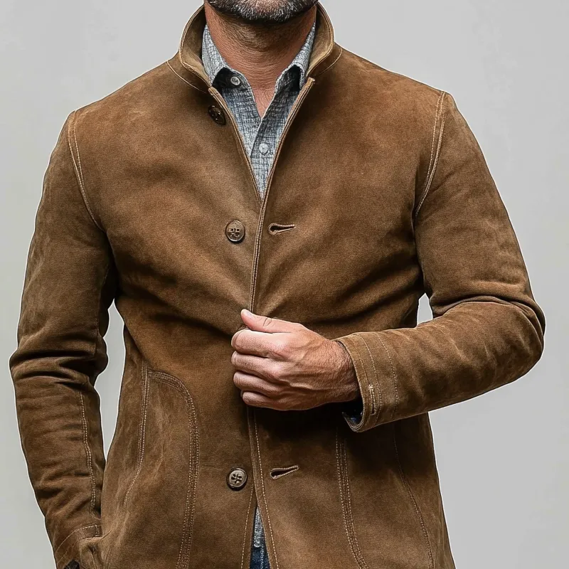 Men's Vintage Faux Suede Solid Lapel Single-Breasted Jacket MTA2316I4X sold by Manly product image thumbnail 4