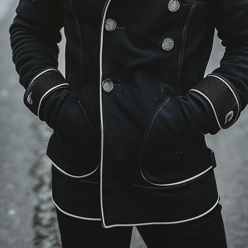 Men's Lapel Vintage Contrast Lapel Button Jacket MTA2320I3X sold by Manly product image thumbnail 3