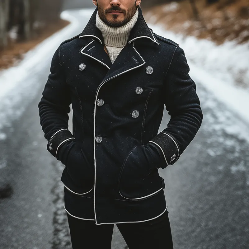 Men's Lapel Vintage Contrast Lapel Button Jacket MTA2320I3X sold by Manly product image thumbnail 4