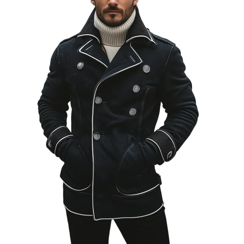 Men's Lapel Vintage Contrast Lapel Button Jacket MTA2320I3X sold by Manly