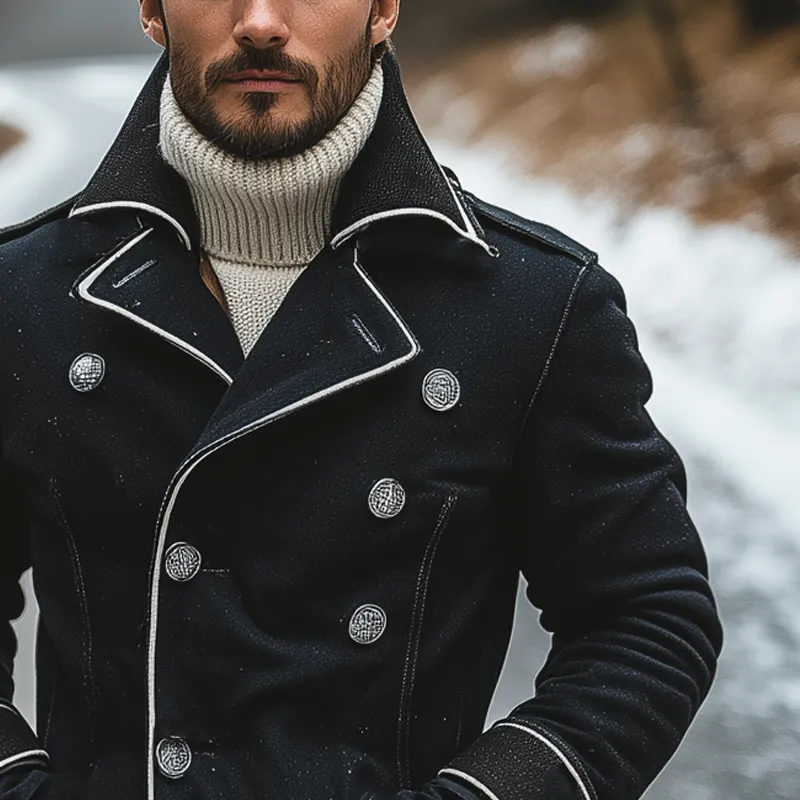 Men's Lapel Vintage Contrast Lapel Button Jacket MTA2320I3X sold by Manly product image thumbnail 2