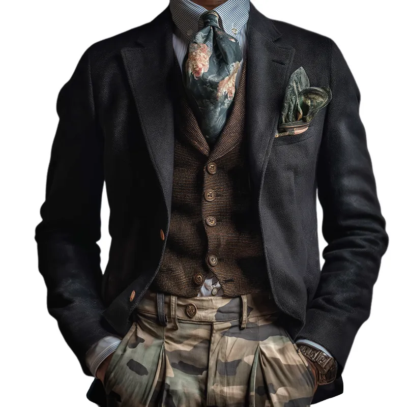 Men's Vintage Casual Washed Canvas Button Blazer MTA2238I5TO sold by Manly