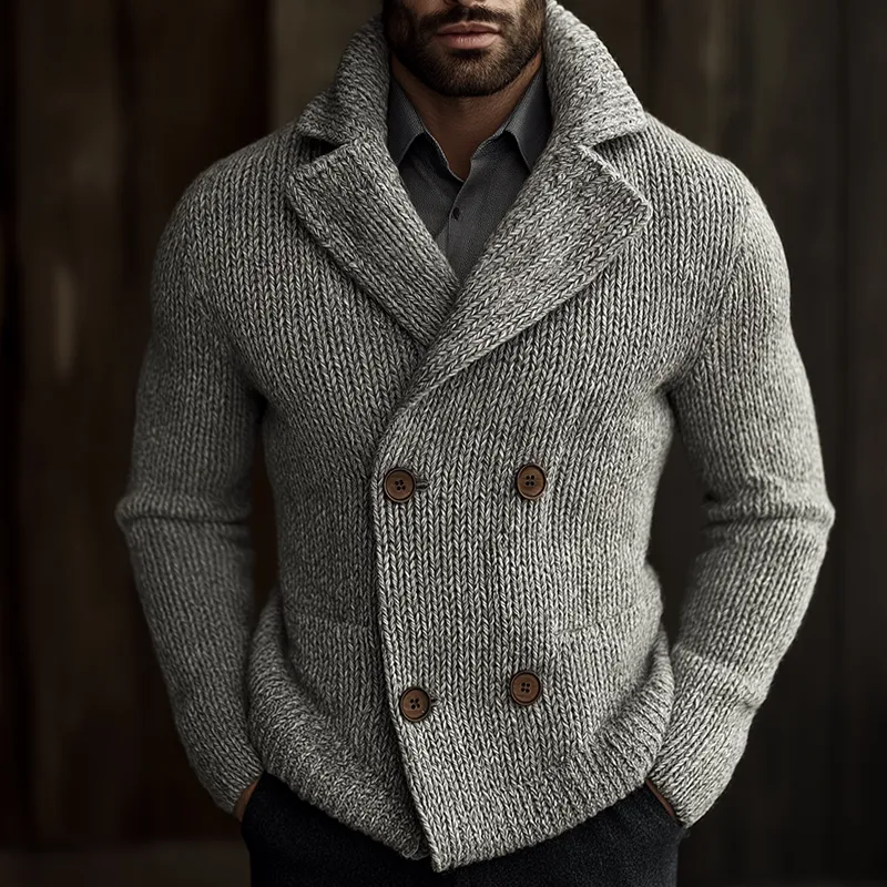 Men's Vintage Casual Knitted Slim Fit Double Breasted Lapel Cardigan Jacket MTA2239I7TO sold by Manly product image thumbnail 2