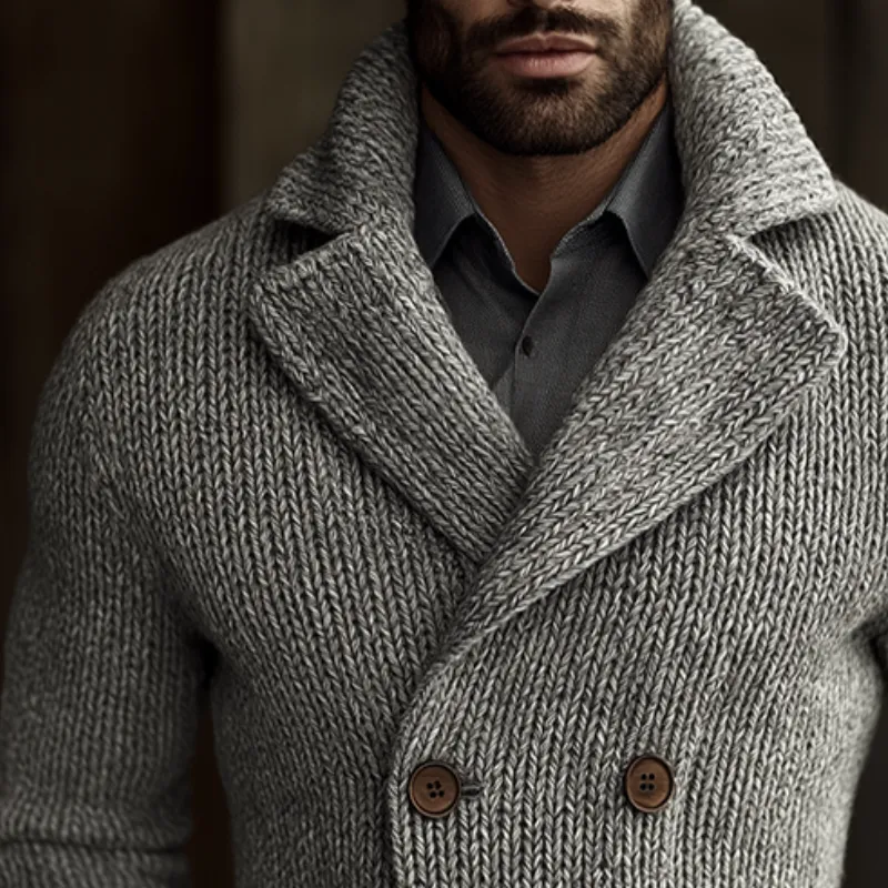 Men's Vintage Casual Knitted Slim Fit Double Breasted Lapel Cardigan Jacket MTA2239I7TO sold by Manly product image thumbnail 3