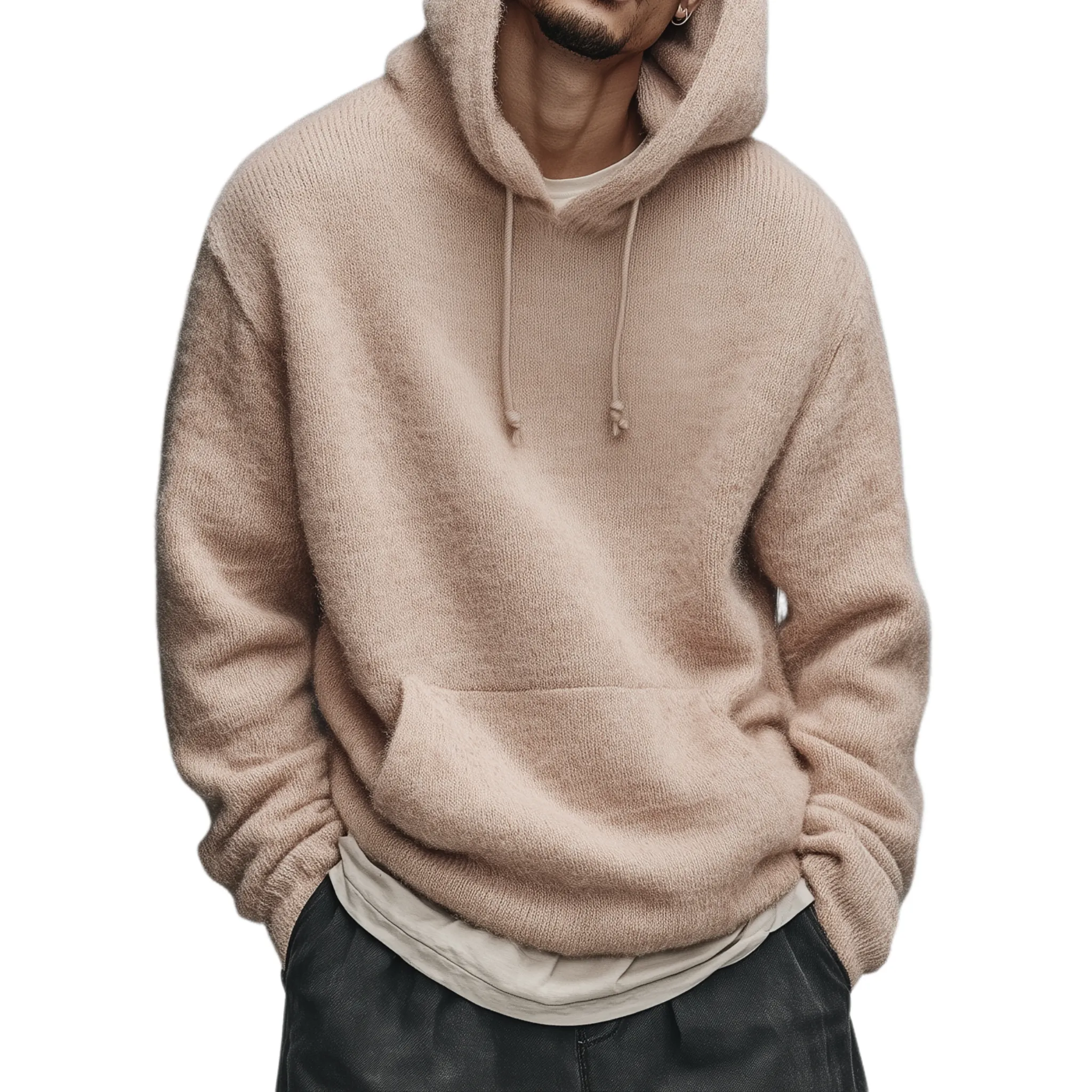 Men's Classic Casual Hooded Loose Sweatshirt Pink Sweater MTA2300I8K sold by Manly