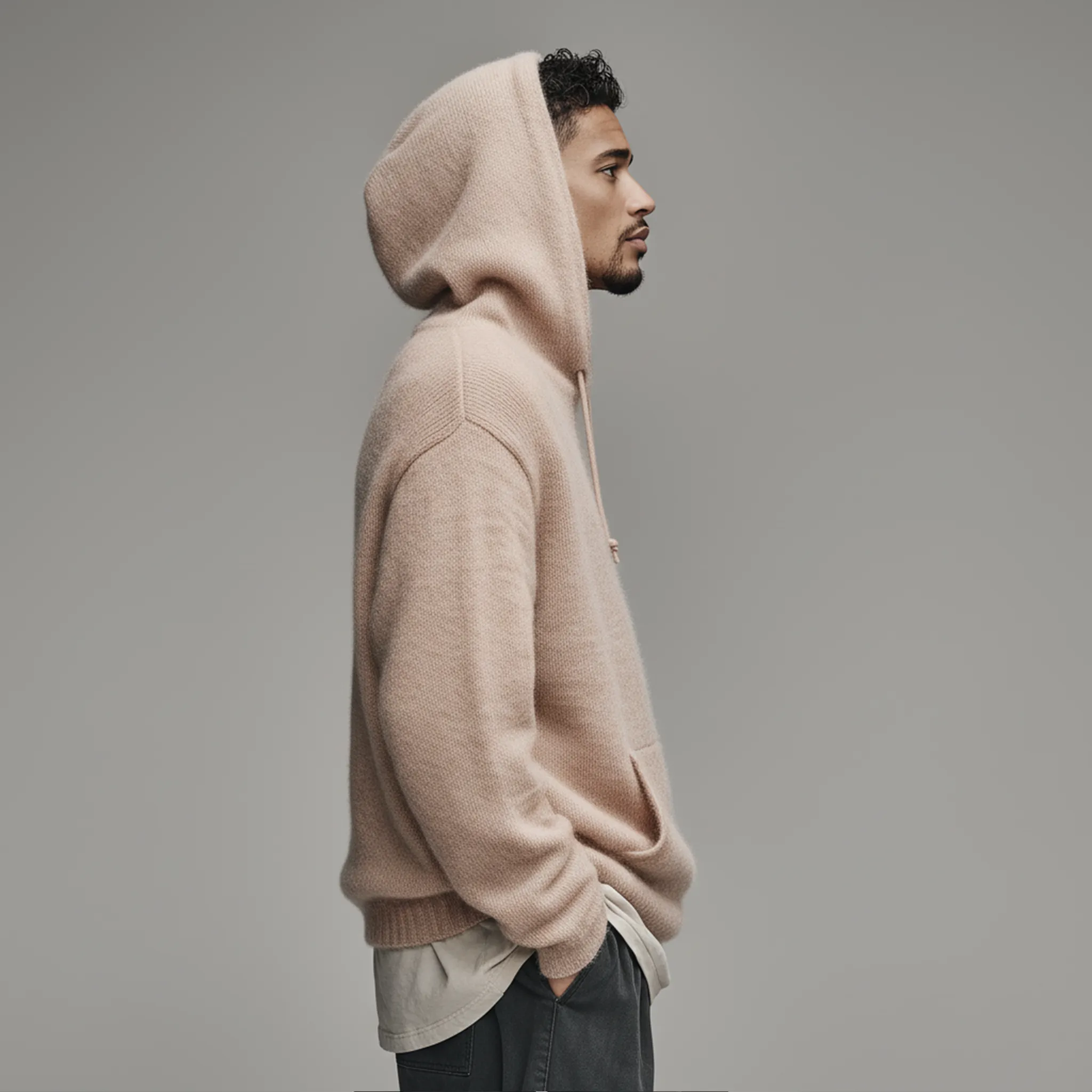 Men's Classic Casual Hooded Loose Sweatshirt Pink Sweater MTA2300I8K sold by Manly product image thumbnail 4