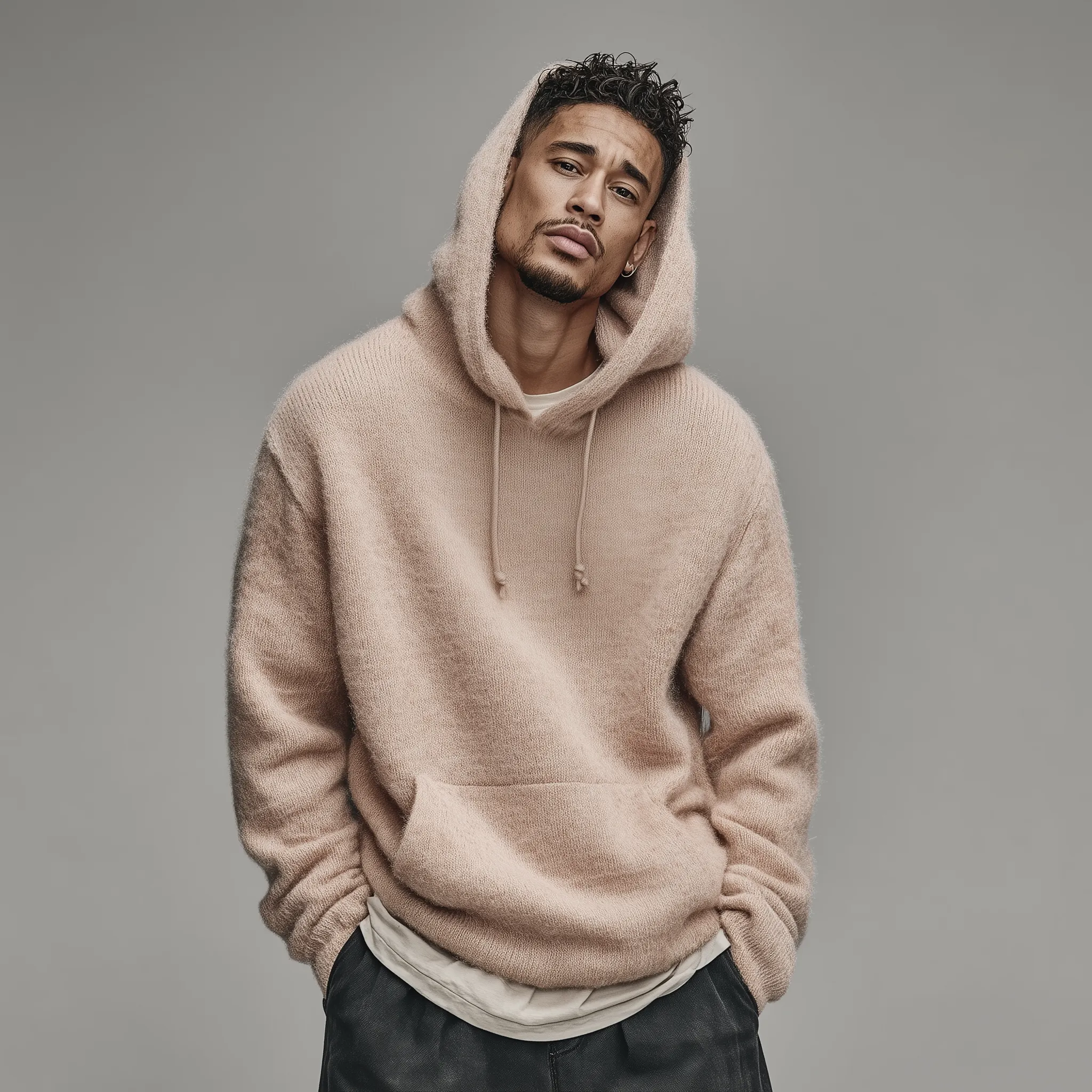 Men's Classic Casual Hooded Loose Sweatshirt Pink Sweater MTA2300I8K sold by Manly product image thumbnail 3