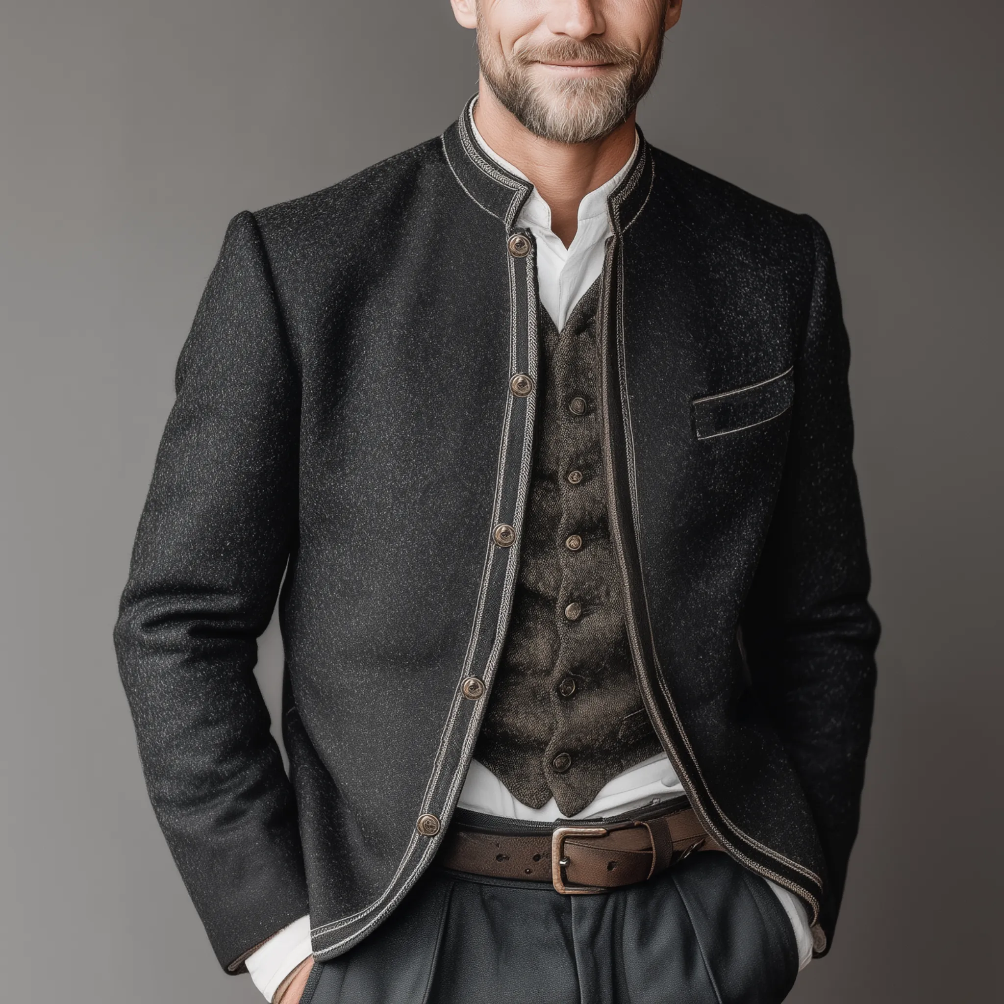 Men's Classic Retro Stand Collar Embroidered Faux Woolen Jacket MTA2354I5K sold by Manly product image thumbnail 2