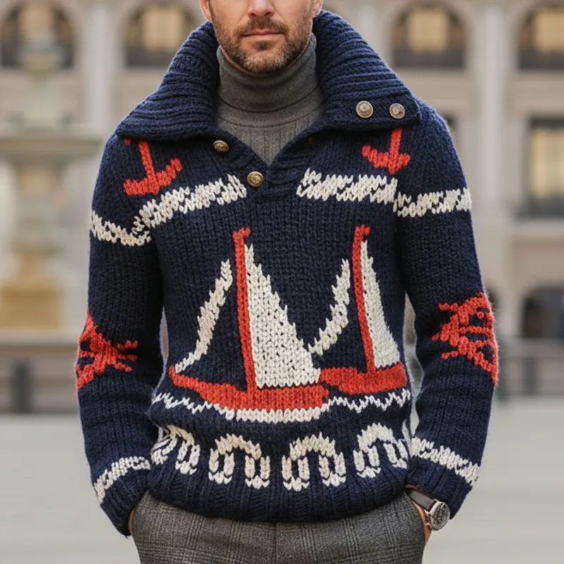 Men's Stylish Nautical-themed Knitted Pullover Sweater MTA2349I9U sold by Manly product image thumbnail 2