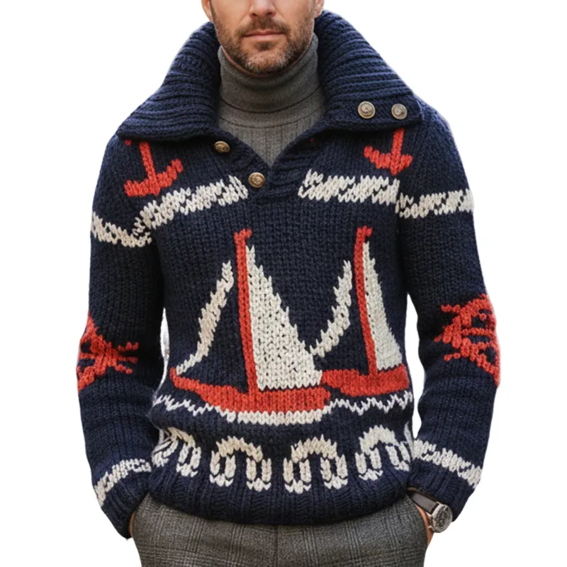 Men's Stylish Nautical-themed Knitted Pullover Sweater MTA2349I9U sold by Manly