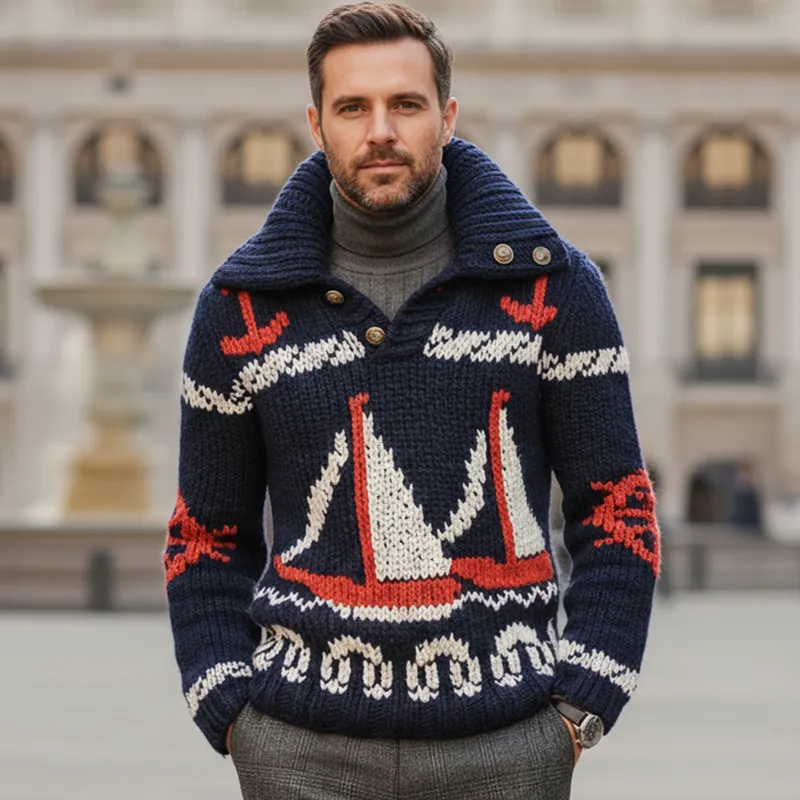 Men's Stylish Nautical-themed Knitted Pullover Sweater MTA2349I9U sold by Manly product image thumbnail 4