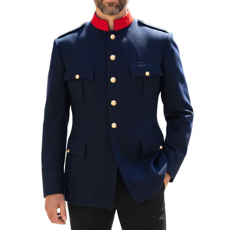 Men's Classic Color-block Stand-up Collar Button-up Jacket MTA2373I2U sold by Manly