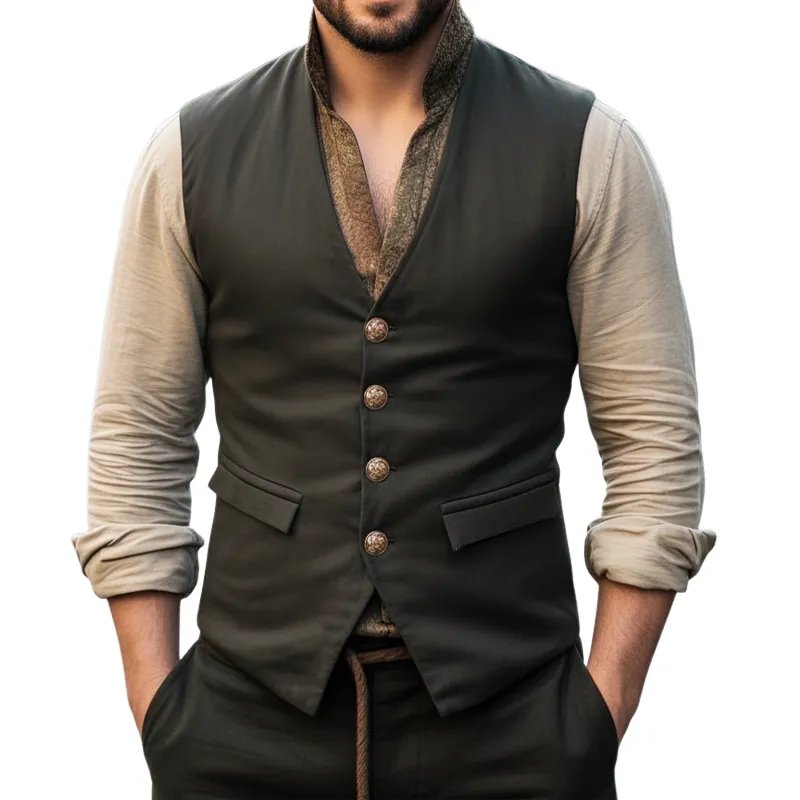 Men's Classic Single-breasted V-neck Vest MTA2309I2U sold by Manly