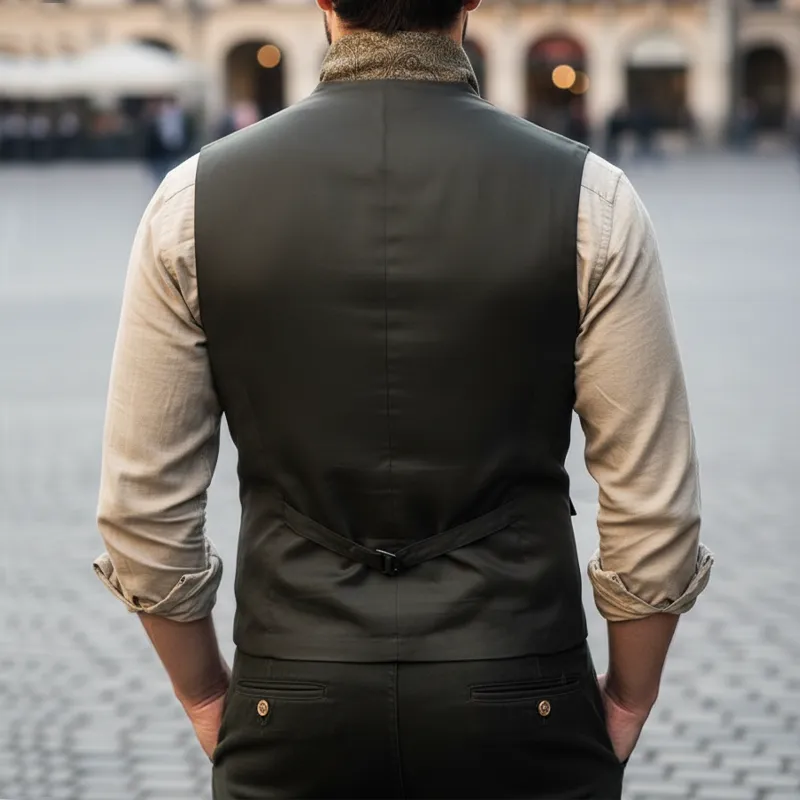 Men's Classic Single-breasted V-neck Vest MTA2309I2U sold by Manly product image thumbnail 3