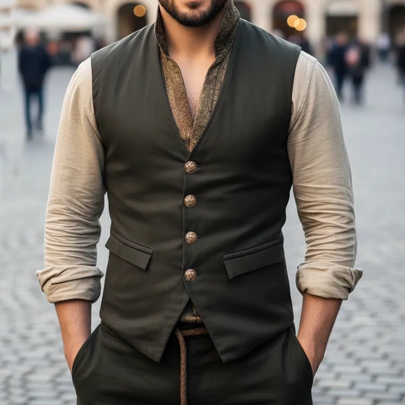 Men's Classic Single-breasted V-neck Vest MTA2309I2U sold by Manly product image thumbnail 2