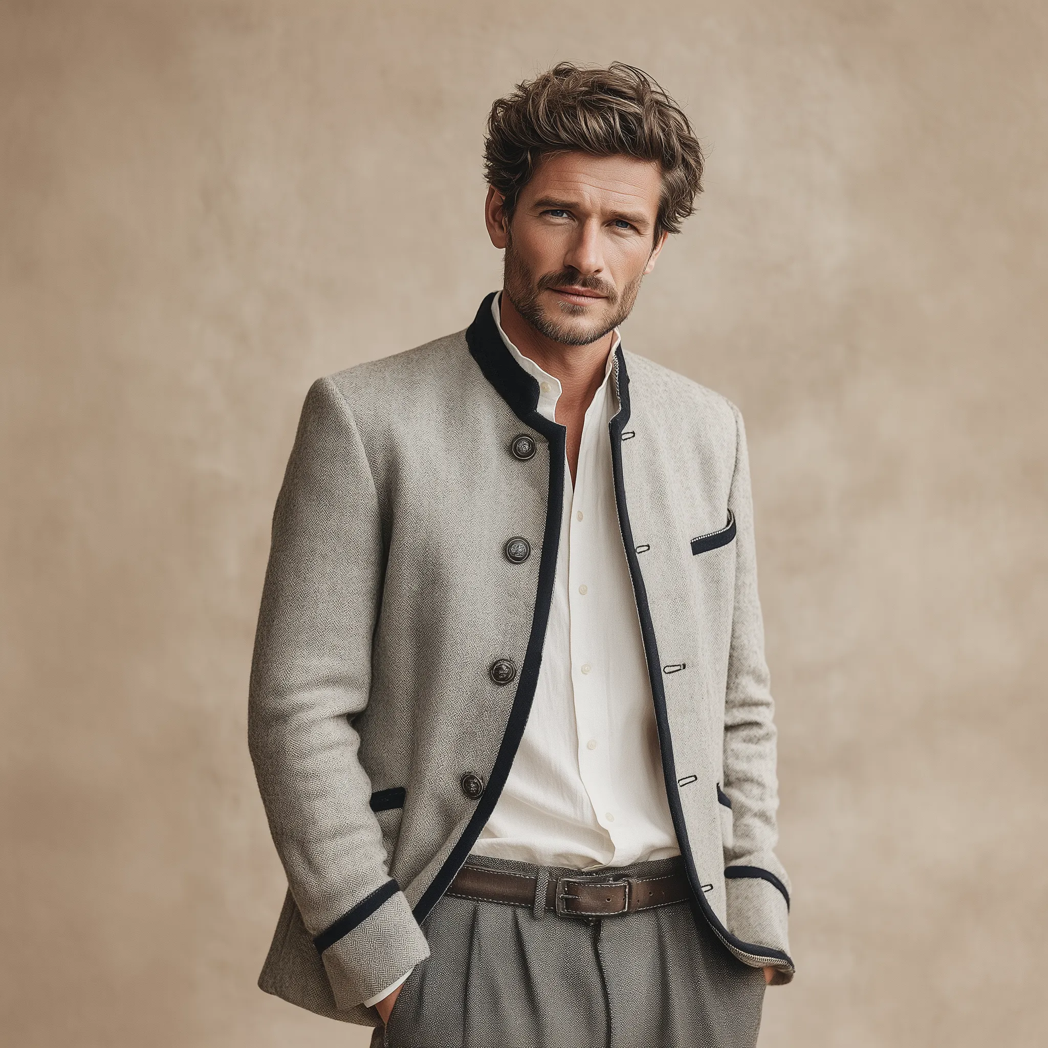 Men's Classic Retro Stand Collar Faux Wool Jacket MTA2374I6K sold by Manly product image thumbnail 3