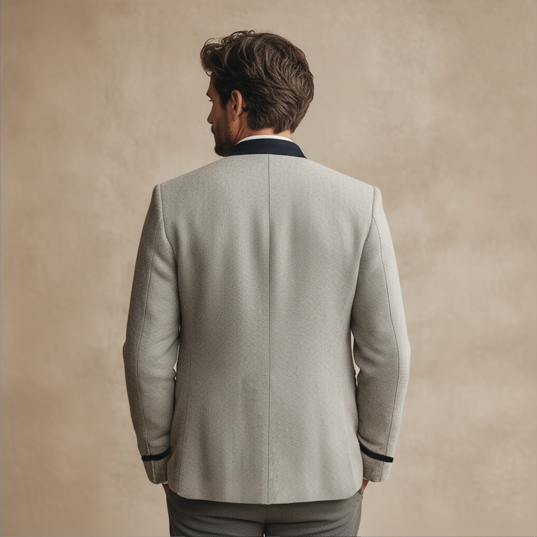 Men's Classic Retro Stand Collar Faux Wool Jacket MTA2374I6K sold by Manly product image thumbnail 4