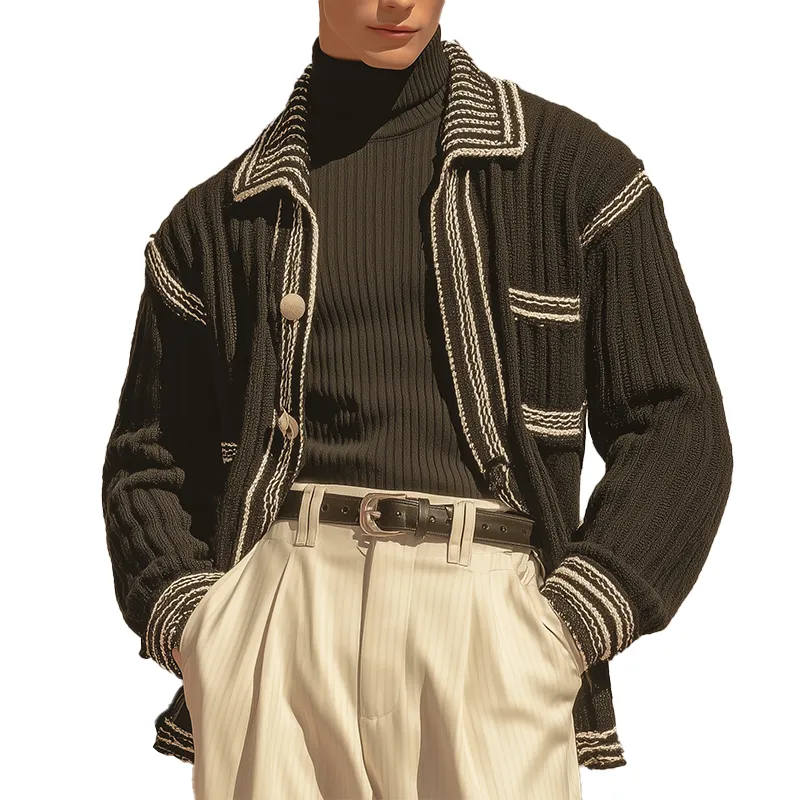 Men's Autumn And Winter Fashion Striped Cotton Yarn Knitted Cardigan MTA2211I3P sold by Manly