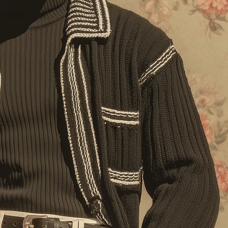 Men's Autumn And Winter Fashion Striped Cotton Yarn Knitted Cardigan MTA2211I3P sold by Manly product image thumbnail 3