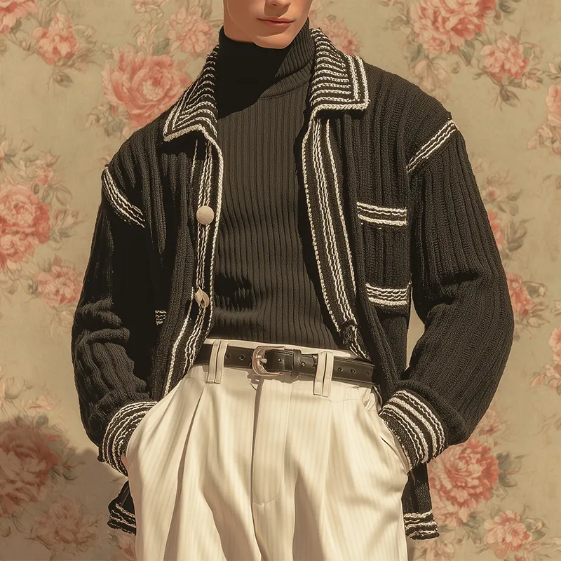 Men's Autumn And Winter Fashion Striped Cotton Yarn Knitted Cardigan MTA2211I3P sold by Manly product image thumbnail 2