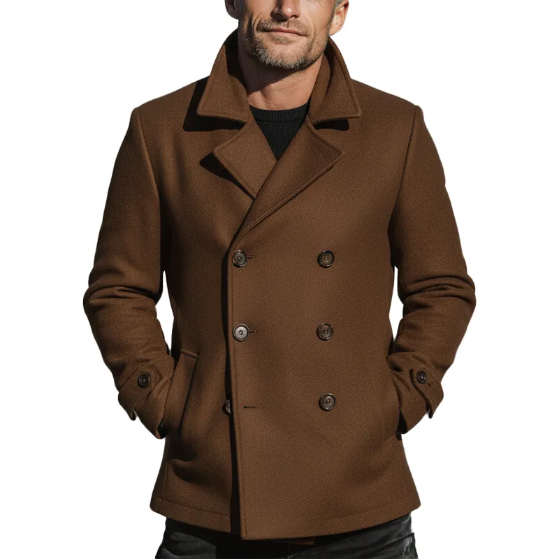 Men's Winter Retro Double-breasted Imitation Wool Casual Short Coat MTA2349I8P sold by Manly