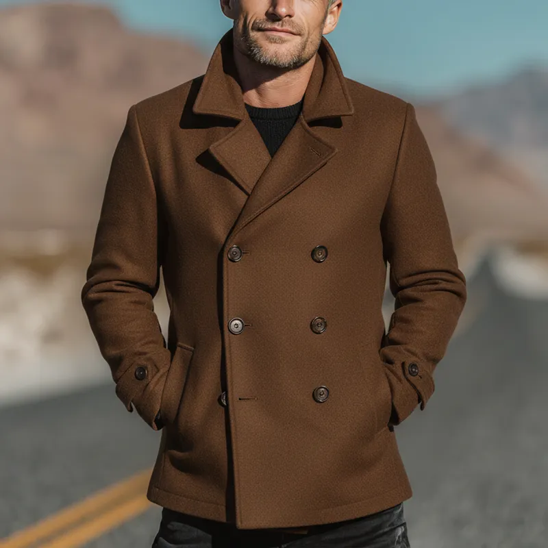 Men's Winter Retro Double-breasted Imitation Wool Casual Short Coat MTA2349I8P sold by Manly product image thumbnail 2