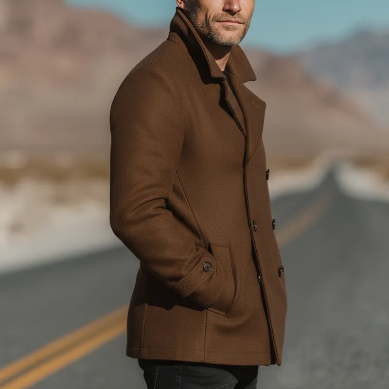 Men's Winter Retro Double-breasted Imitation Wool Casual Short Coat MTA2349I8P sold by Manly product image thumbnail 4