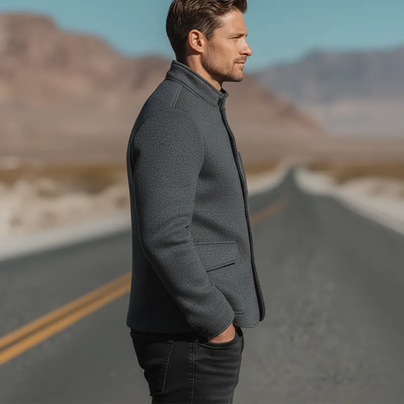 Men's Autumn And Winter Fashion Stand Collar Multi-pocket Faux Wool Jacket MTA2352I7P sold by Manly product image thumbnail 5