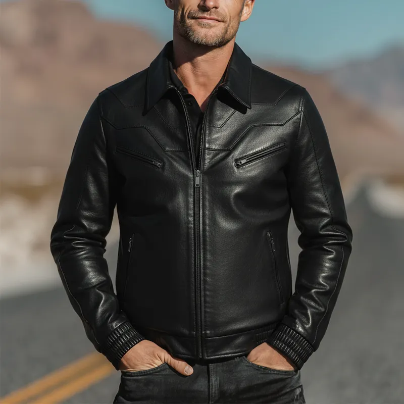 Men's Autumn And Winter Fashion Lapel PU Leather Jacket (with Lining) MTA2338I4P sold by Manly product image thumbnail 2