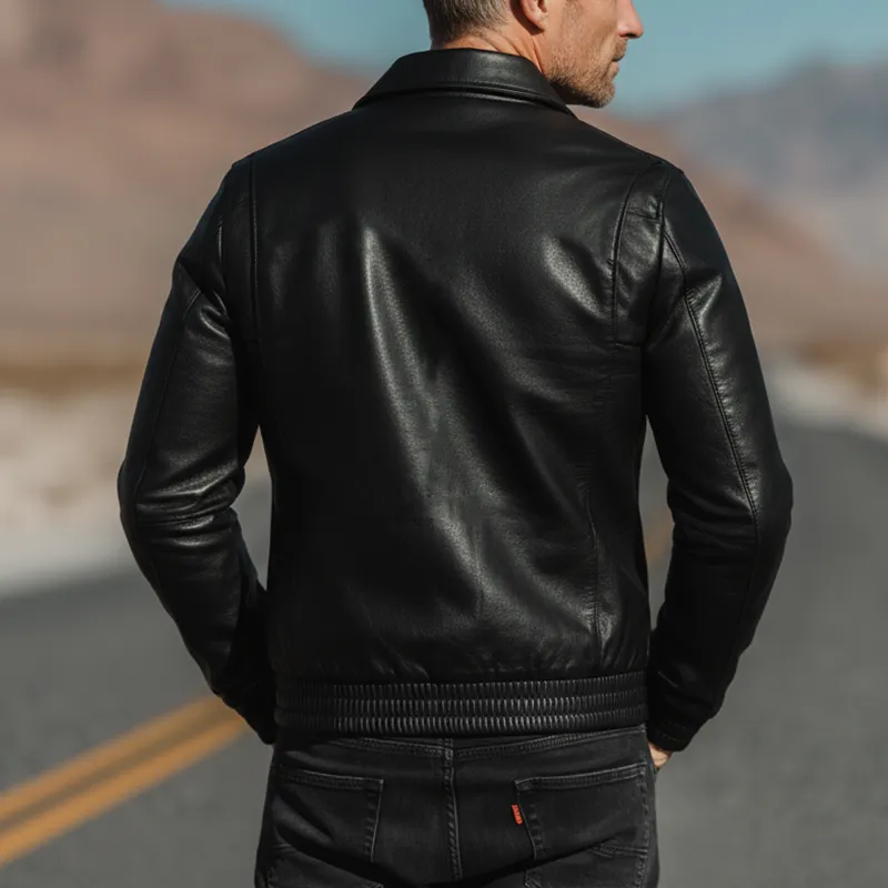 Men's Autumn And Winter Fashion Lapel PU Leather Jacket (with Lining) MTA2338I4P sold by Manly product image thumbnail 3