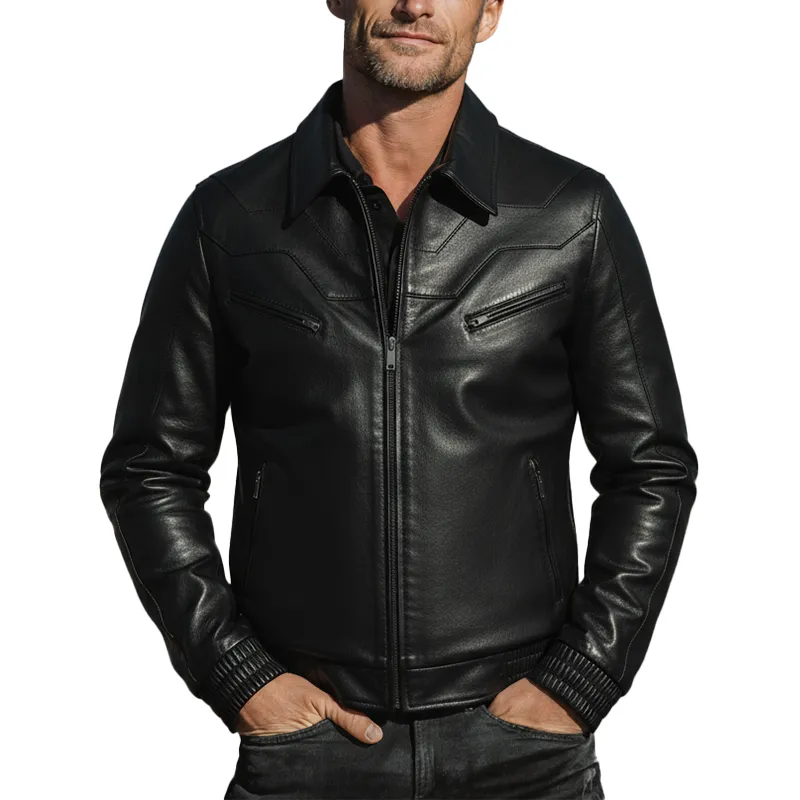 Men's Autumn And Winter Fashion Lapel PU Leather Jacket (with Lining) MTA2338I4P sold by Manly