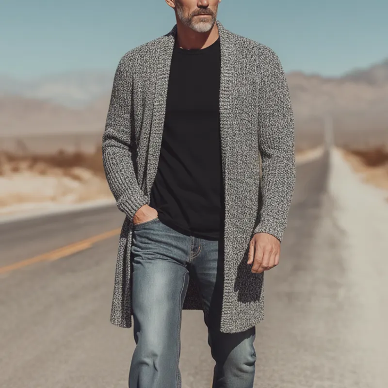 Men's Autumn And Winter Fashion Mixed Color Cotton Yarn Knitted Mid-length Cardigan MTA2355I5P sold by Manly product image thumbnail 2