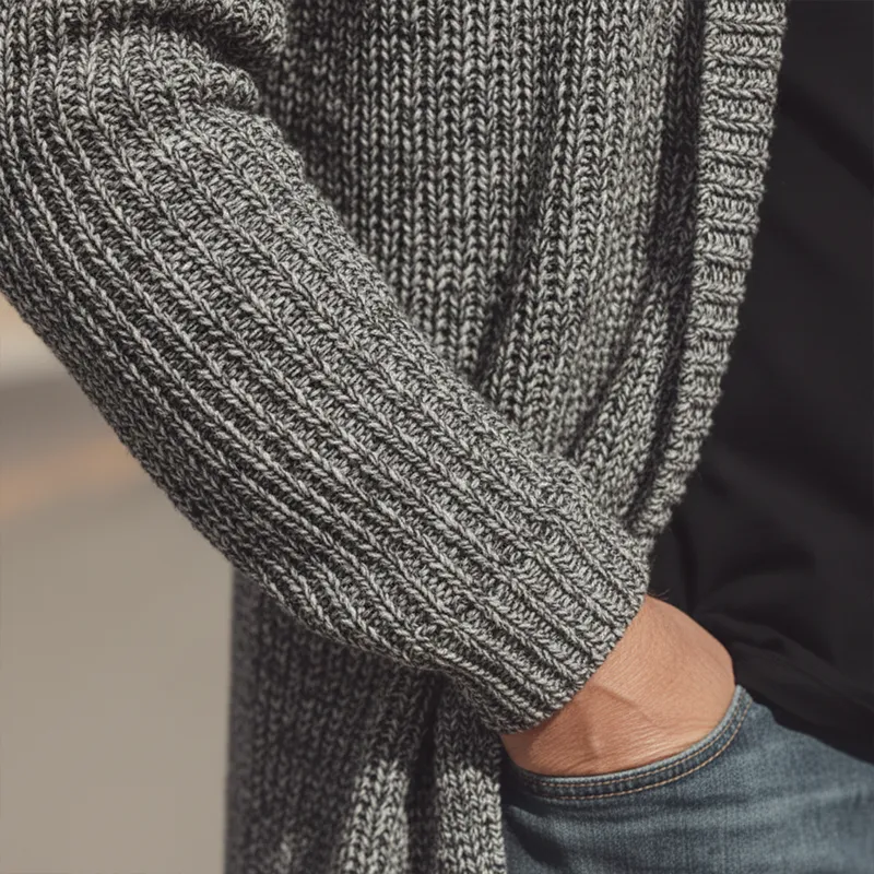 Men's Autumn And Winter Fashion Mixed Color Cotton Yarn Knitted Mid-length Cardigan MTA2355I5P sold by Manly product image thumbnail 4