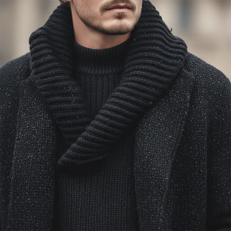 Men's Autumn And Winter Fashion Mixed Color Cotton Yarn Knitted Long Lapel Cardigan MTA2315I6P sold by Manly product image thumbnail 3