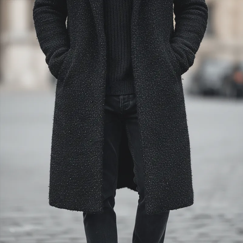 Men's Autumn And Winter Fashion Mixed Color Cotton Yarn Knitted Long Lapel Cardigan MTA2315I6P sold by Manly product image thumbnail 4