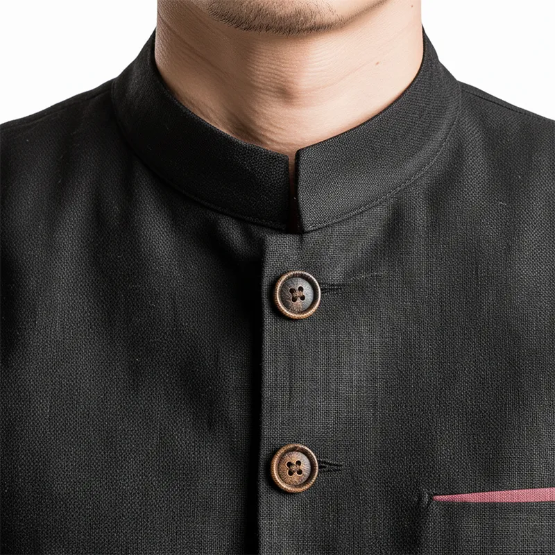 Men's Fashion Color-blocked Cotton-linen Blend Thick Shirt MTA2365I0P sold by Manly product image thumbnail 5