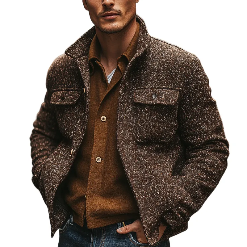 Men's Blended Heathered Lapel Tweed Jacket MTA2256I9X sold by Manly