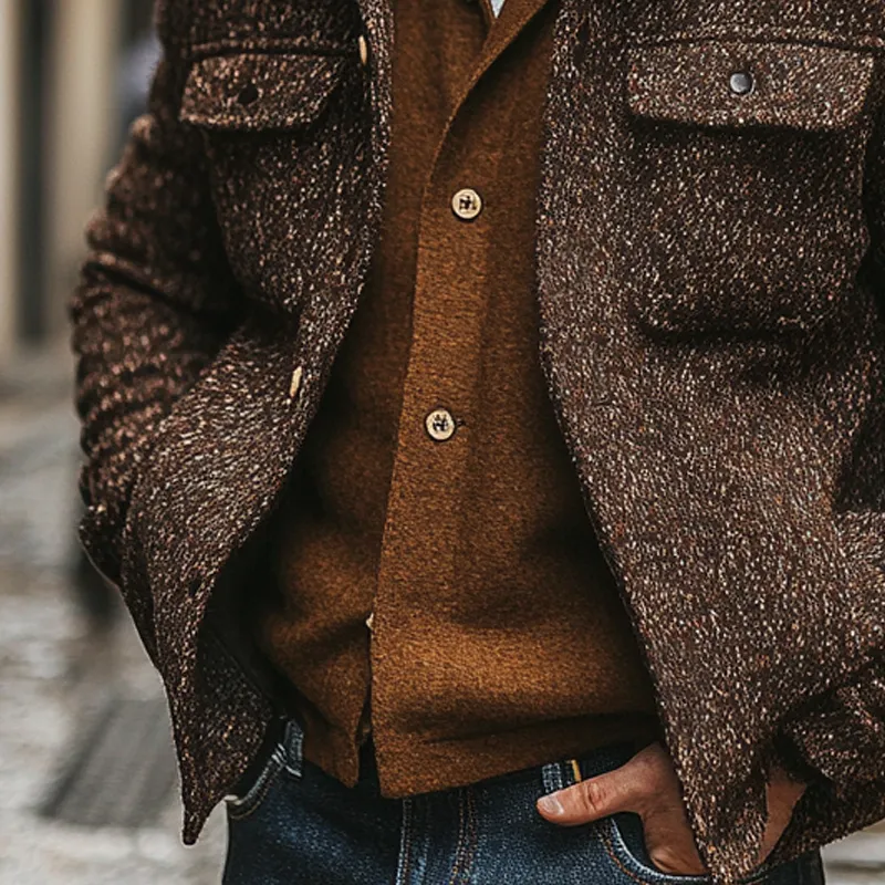 Men's Blended Heathered Lapel Tweed Jacket MTA2256I9X sold by Manly product image thumbnail 4