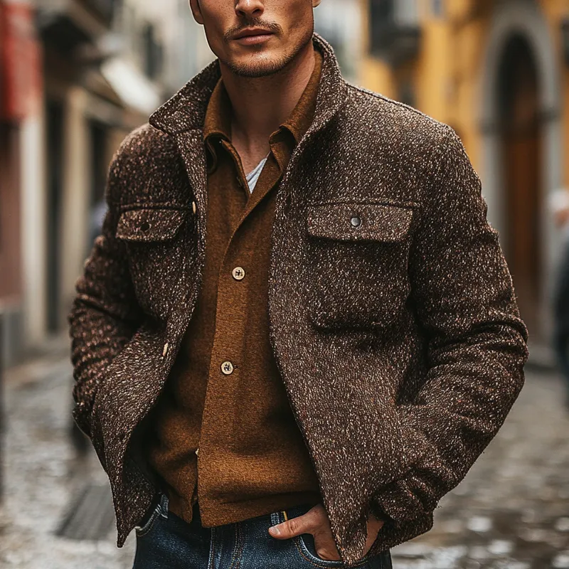 Men's Blended Heathered Lapel Tweed Jacket MTA2256I9X sold by Manly product image thumbnail 2