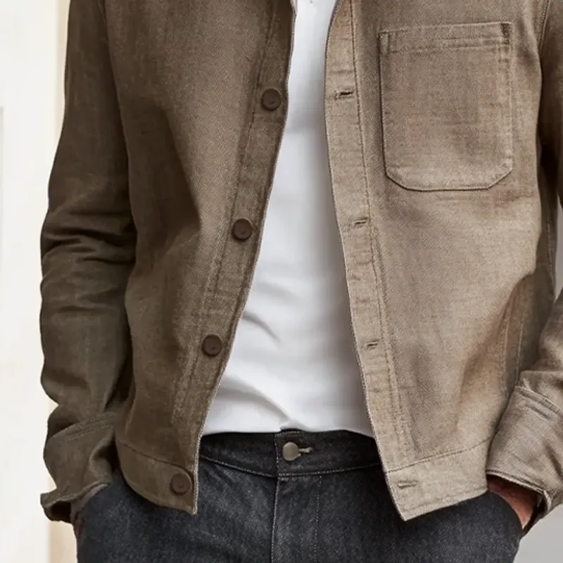 Men's Cotton And Linen Blend Lapel Multi-pocket Jacket MTA2275I8X sold by Manly product image thumbnail 3