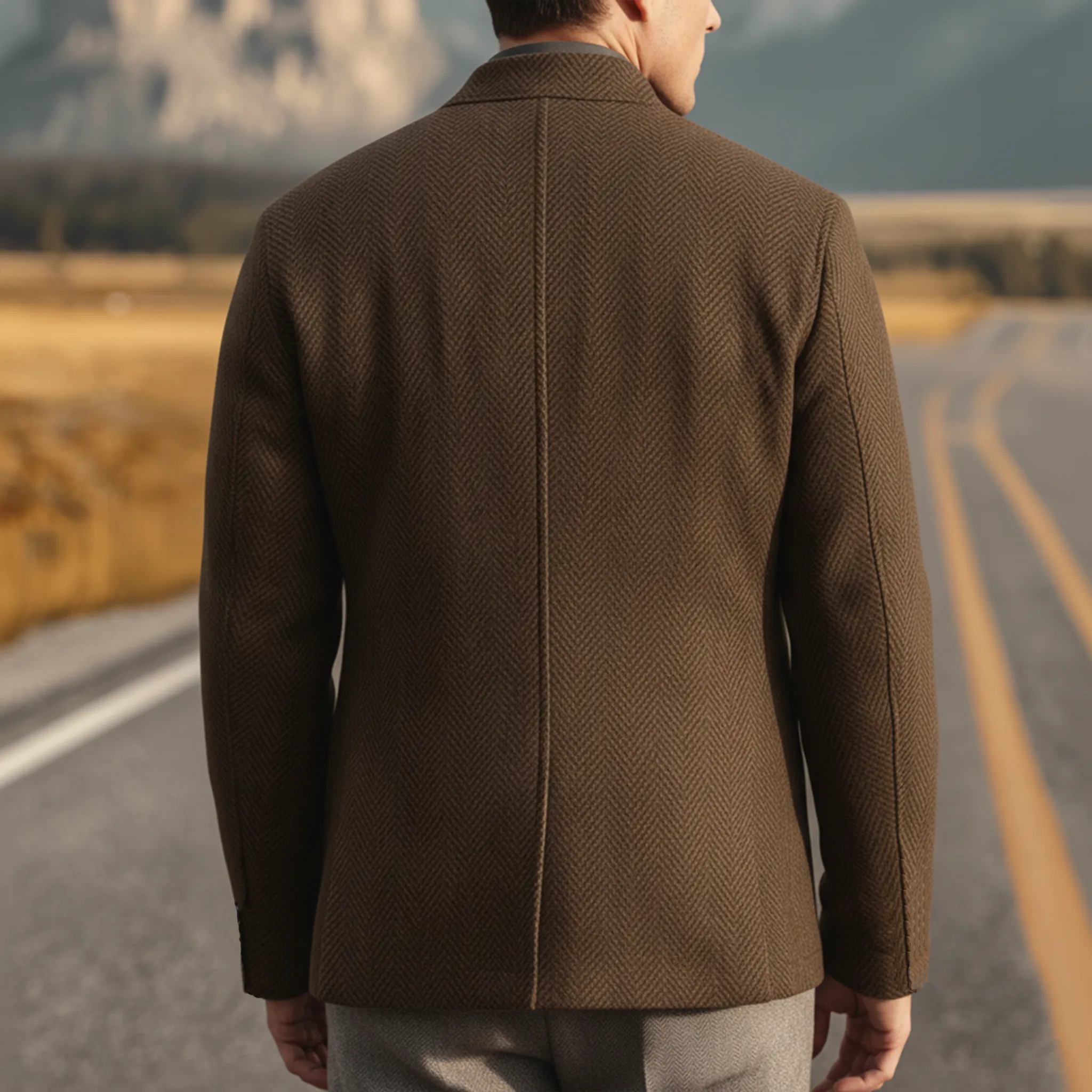 Men's Classic Casual Stand-up Collar Multi-pocket Herringbone Faux Wool Jacket MTA2241I5K sold by Manly product image thumbnail 5