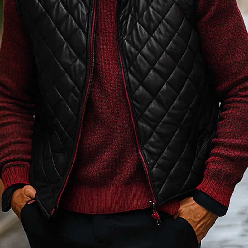 Men's Quilted Cotton Stand Collar Zipper Vest MTA2272I6X sold by Manly product image thumbnail 3