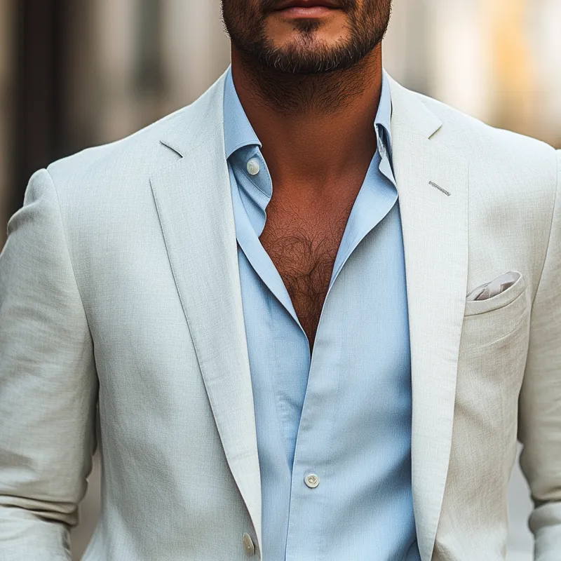 Men's Solid Cotton Casual Lapel Blazer MTA2201I1X sold by Manly product image thumbnail 4