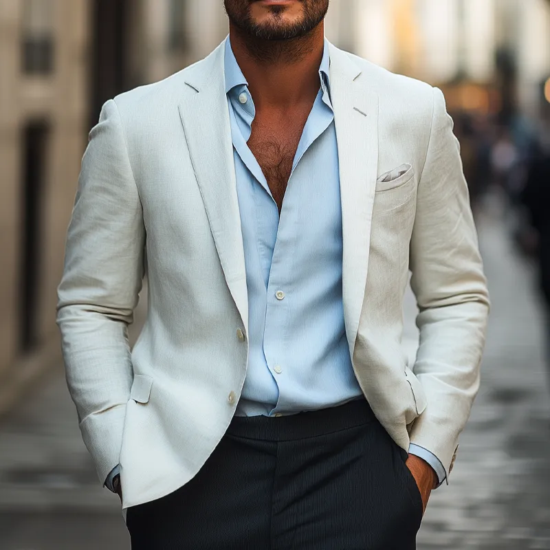 Men's Solid Cotton Casual Lapel Blazer MTA2201I1X sold by Manly product image thumbnail 2