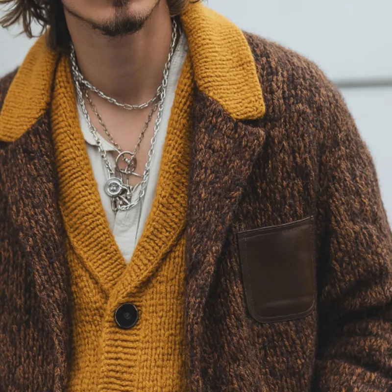 Men's Retro Casual Colorblock Knit Cardigan Jacket MTA1730I1TO sold by Manly product image thumbnail 3